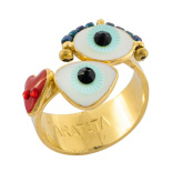 кольцо taratata mirette с цветной эмалью, кристаллами и стеклянными бусинами