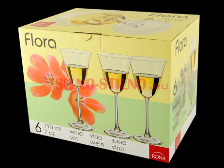 Набор из 6 бокалов для мартини "Цветочный занавес" (Флора) 180мл. 