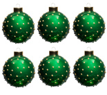 Набор ёлочных шаров "Шар зелёный в золотой горошек" 8см (6 штук)