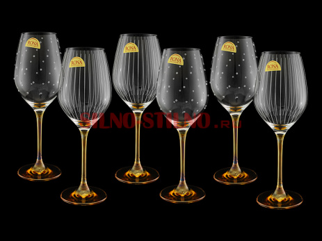 Набор из 6 бокалов для вина "Celebration. Горошек+Полоска" (Celebration) 360мл.