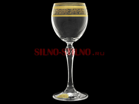 Набор из 6 бокалов для вина "Орнамент золотой" (Люция) 150мл. 