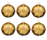 Набор ёлочных шаров "Шар золотой узорный со стразами" 8см (6 штук)
