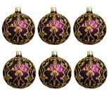 Набор ёлочных шаров "Клара" фиолетовый 8см (6 штук)