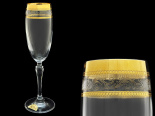 набор из 6 бокалов для шампанского "широкое золото+бесцветная волна" (люция) 160мл. 