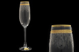 набор из 6 бокалов для шампанского "золотая полоса+ втёртая платина" (эсприт) 180мл. 