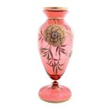 ваза розовая "рубин роспись цветы"  40см