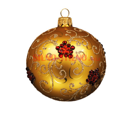 Набор ёлочных шаров "Шар золотой с рубиновыми цветами" 8см (6 штук)