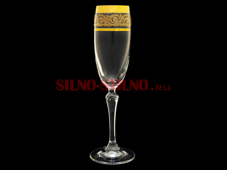 Набор из 6 бокалов для шампанского "Золотая коллекция. Богатое золото" (Люция) 160мл. 
