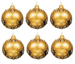 Набор ёлочных шаров "Шар золотой с искристыми узорами" 8см (6 штук)