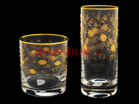 Набор из 6 стаканов для виски "Золотые цветы" 280мл. 