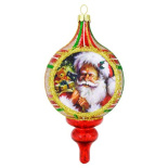Набор из 6-ти ёлочных игрушек "Медальон рождественский - добрый Санта"