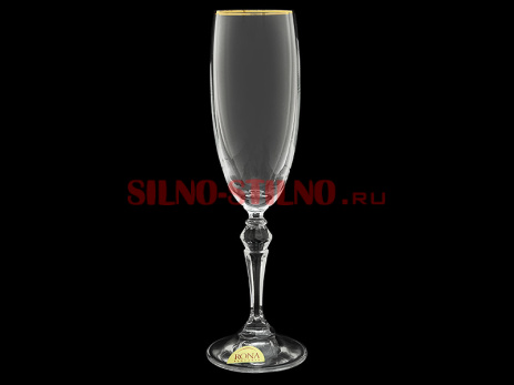 Набор из 6 бокалов для шампанского "Ларго. Золотая отводка" (Ларго) 170мл. 