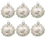 Набор ёлочных шаров "Перламутровый с чёрными жемчужинами" 8см (6 штук)