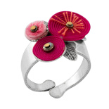 кольцо taratata  chat-va bien с цветами из текстиля и стеклянными бусинами (розовое)
