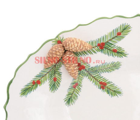 Блюдо овальное "Сосновая шишка" Pinecone  Christmas world 45x32см Annaluma 