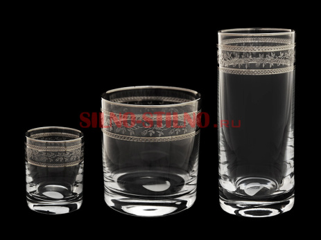 Набор из 6 стаканов для виски "Орнамент серебряный" 280мл. 