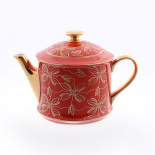 чайник "виндзор золотые цветы" красный  leander 400мл