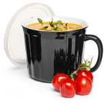 кружка для супа с крышкой kitchen черная 500 мл